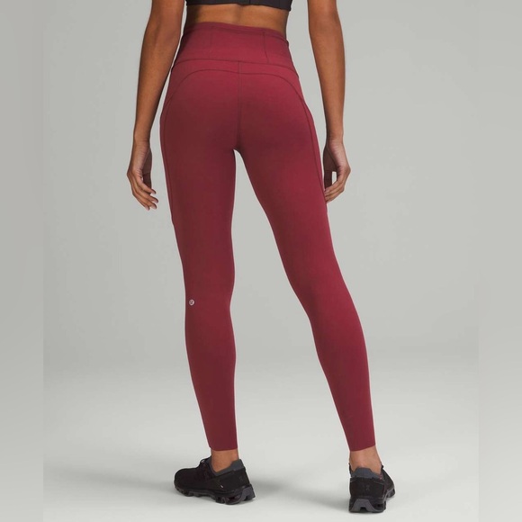 lululemon Fast and Free High-Rise Brushed Tight 28" Nulux Mulled Wine Size 4 - Picture 1 of 13